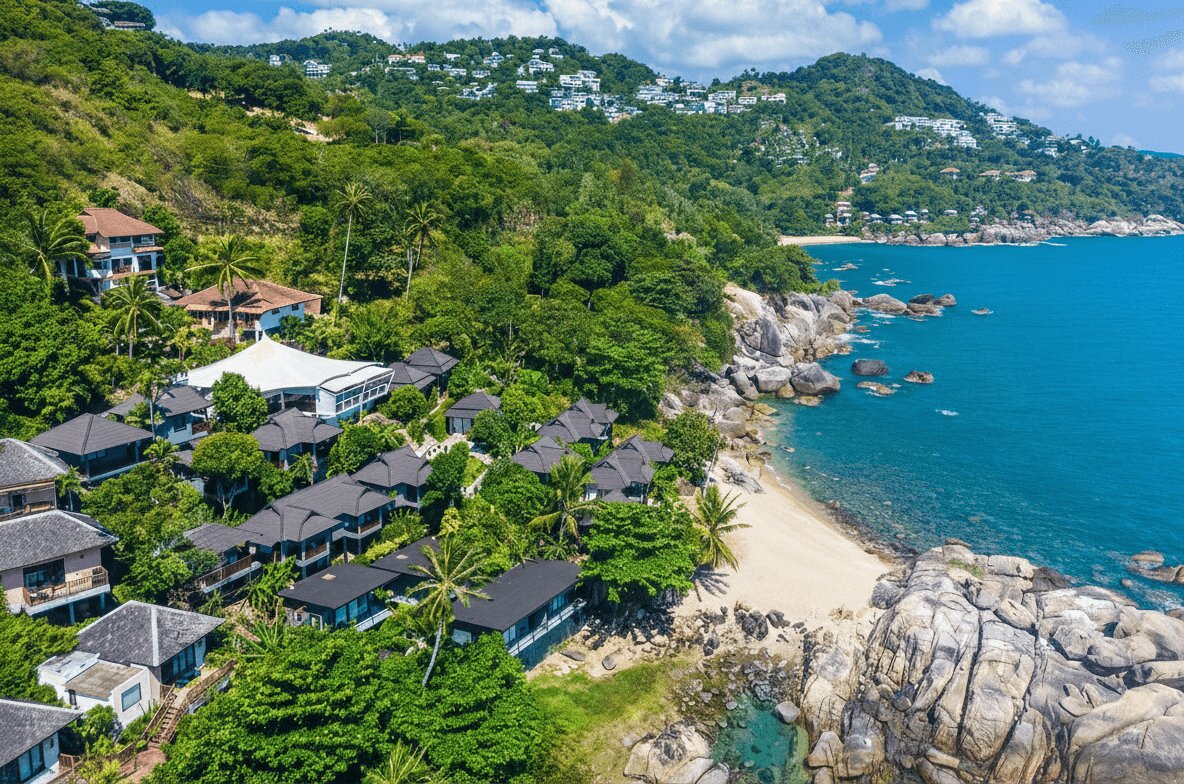 Clifftop yoga retreat overlooking the Gulf of Thailand at Vikasa, Koh Samui